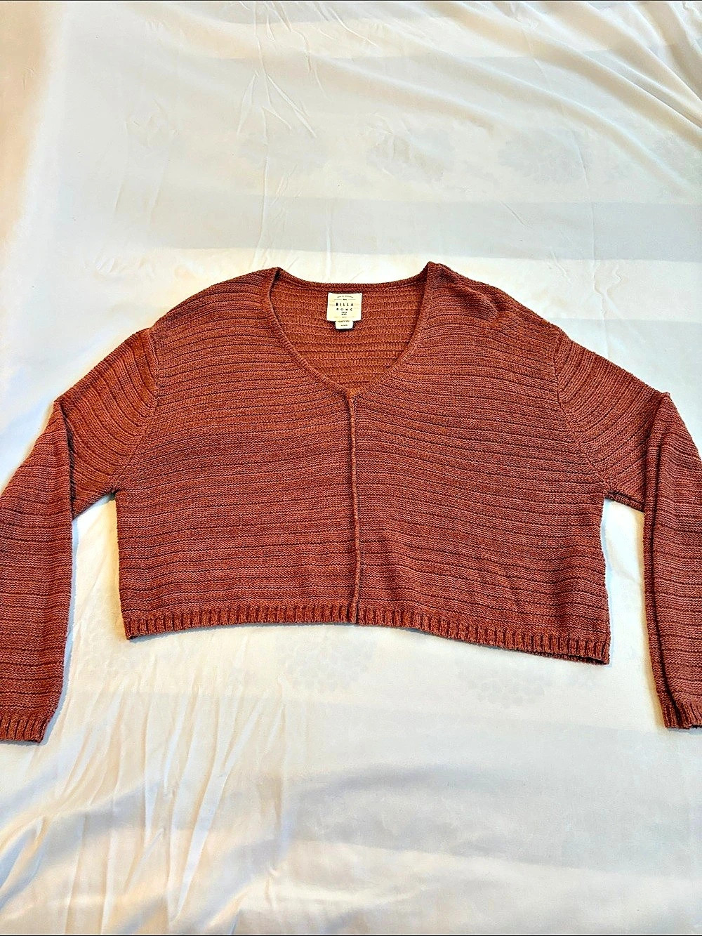 Billabong Brown Cropped Cardigan Size Medium Like New
